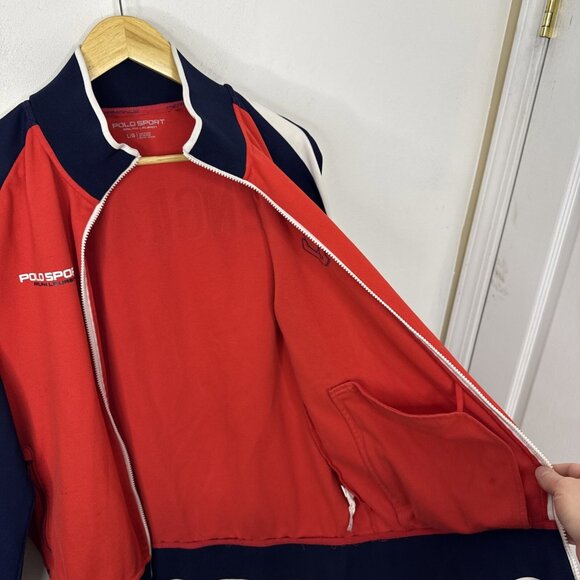 Polo Sport Ralph Lauren England Zip Jacket Men L Blue Red Olympic Dmg - Picture 9 of 9